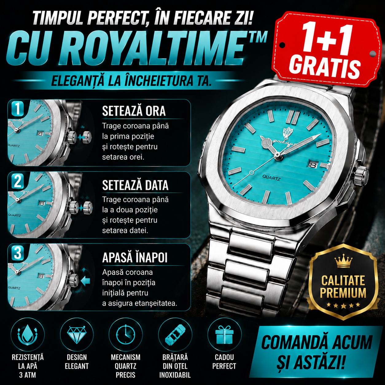 (1+1 GRATIS) Ceas de Lux - RoyalTime™