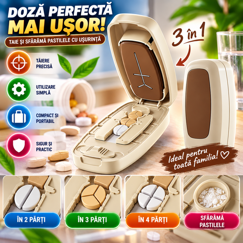 Tăietor și Zdrobitor de Pastile DozaFix™